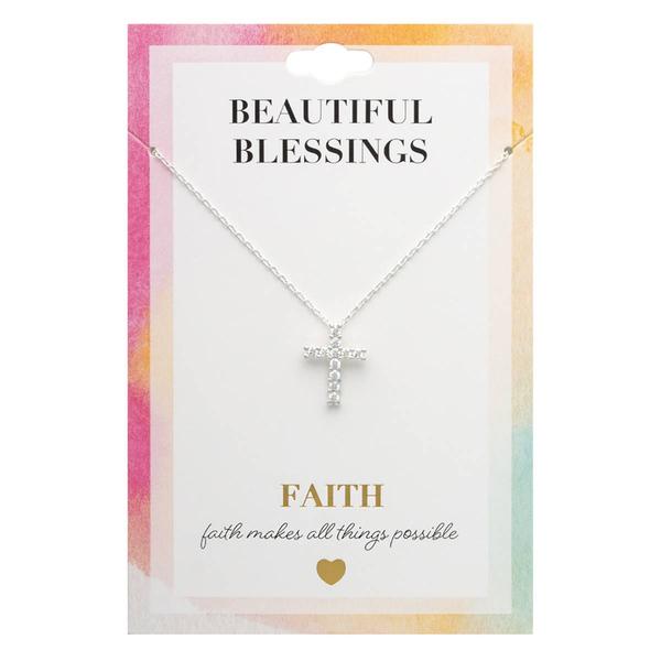 Beautiful Blessings Silver-Tone Cross Pendant Necklace
