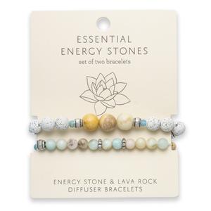 Amazonite Ivory Lava Beaded 2pc. Stretch Bracelet Set alternate view