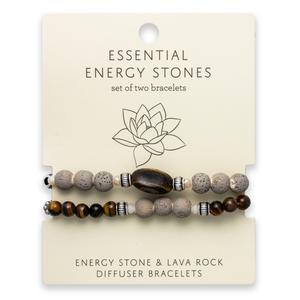 Tiger Eye & Ivory Lava Beaded 2pc. Stretch Bracelet Set alternate view