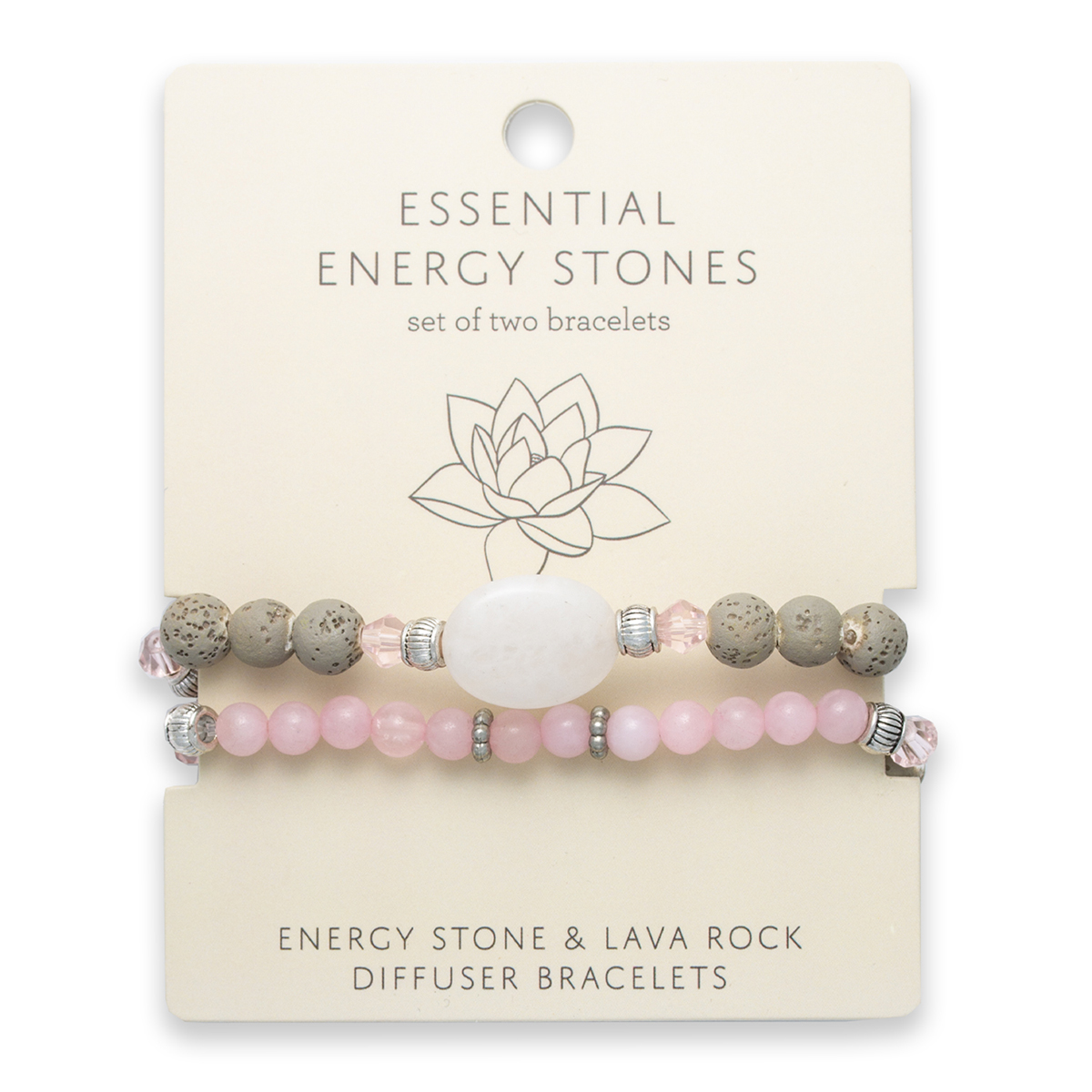 Rose Quartz & Ivory Lava 2pc. Stretch Bracelet Set