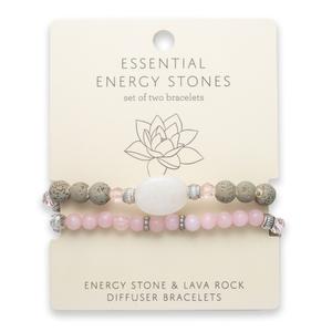 Rose Quartz & Ivory Lava 2pc. Stretch Bracelet Set alternate view