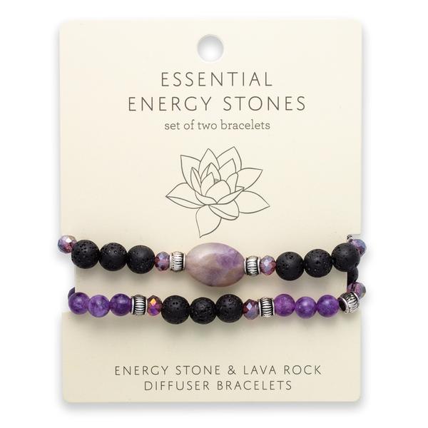 Amethyst & Black Lava Beaded 2pc. Stretch Bracelet Set alternate view