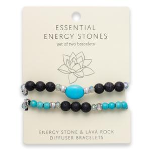 Turquoise & Black Lava Beaded 2pc. Stretch Bracelet Set alternate view
