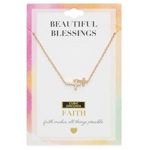 Beautiful Blessings Gold CZ Double Cross Necklace