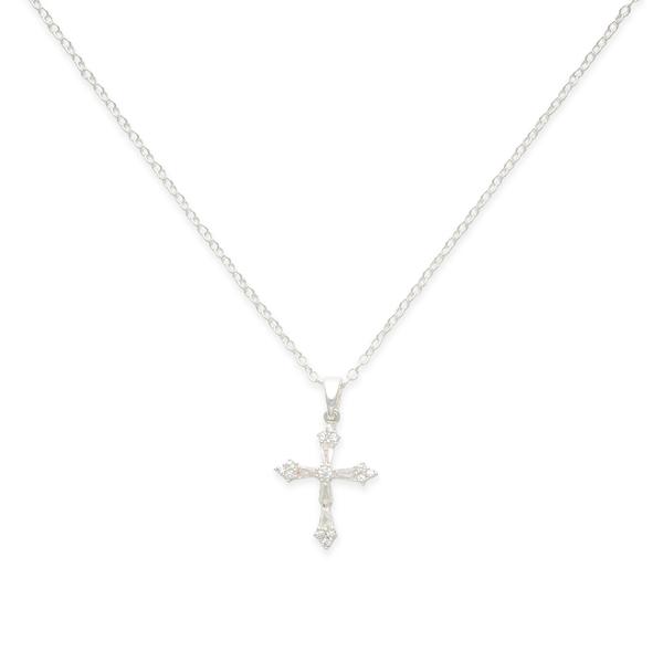 Beautiful Blessings Silver CZ Embellished Cross Necklace alternate view
