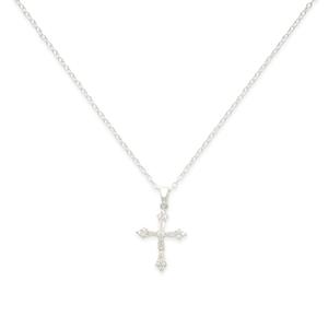 Beautiful Blessings Silver CZ Embellished Cross Necklace alternate view