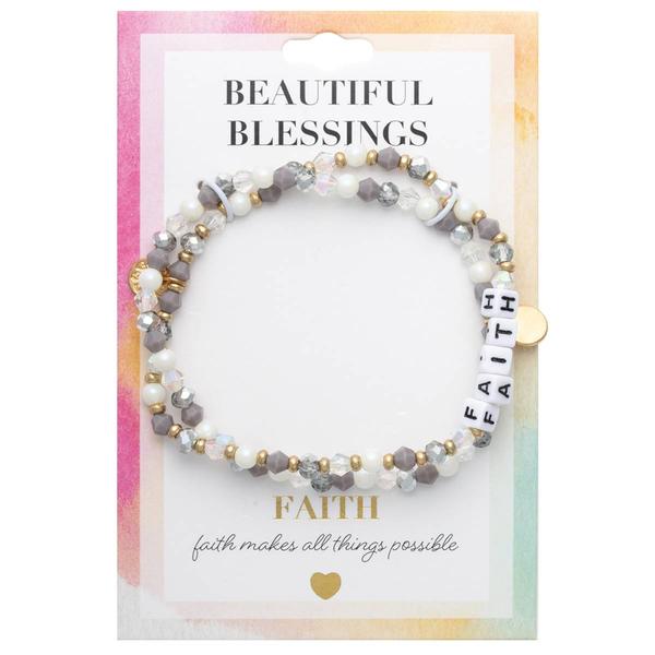 Beautiful Blessings 2 Row Stone Faith Stretch Bracelet alternate view