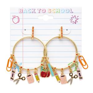 School Supplies Charm Hoop Earrings alternate view