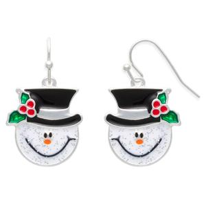 Smiling Snowman Head Earrings