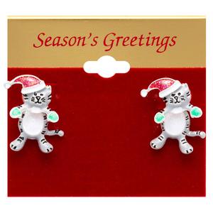 3D Christmas Cat Earrings alternate view
