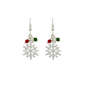 Snowflake and Bead Cluster Drop Earrings