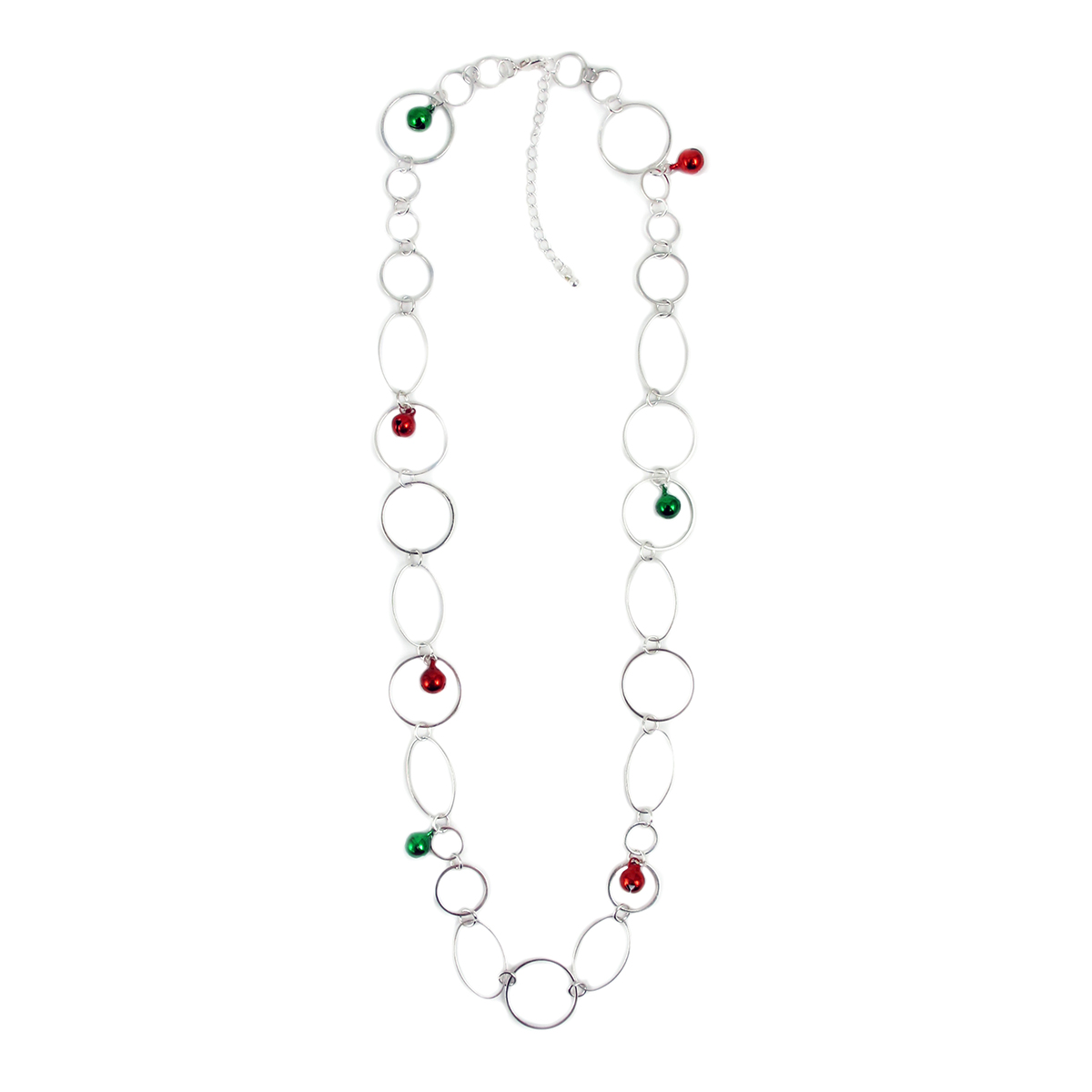 Silver Circle Chain With Jingle Bells Long Necklace