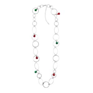 Silver Circle Chain with Jingle Bells Long Necklace