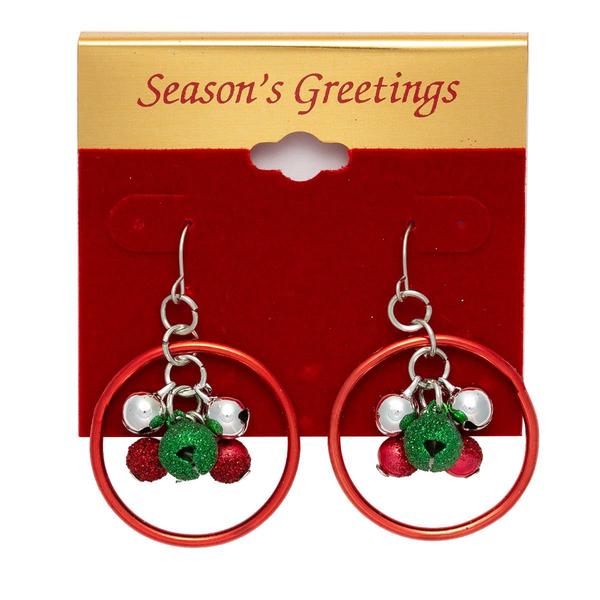 Red Ring Glitter Ball Drop Earrings alternate view
