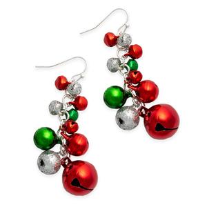 Christmas Color Jingle Bell Cluster Earrings