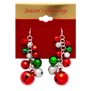 Christmas Color Jingle Bell Cluster Earrings alternate view