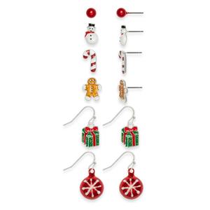 6pr. Christmas Themed Earrings
