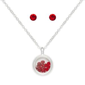 January Birthstone Shaker Necklace & Earrings Set