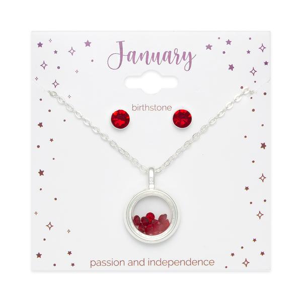 January Birthstone Shaker Necklace & Earrings Set alternate view