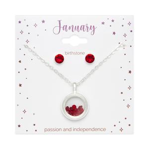 January Birthstone Shaker Necklace & Earrings Set alternate view