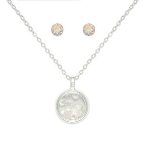 Mini April Birthstone Shaker Necklace and Stud Earring Set