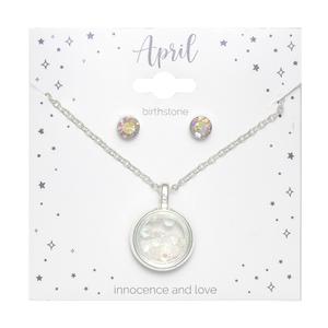 Mini April Birthstone Shaker Necklace and Stud Earring Set alternate view