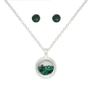 Mini May Birthstone Shaker Necklace and Stud Earring Set