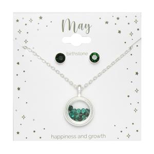 Mini May Birthstone Shaker Necklace and Stud Earring Set alternate view