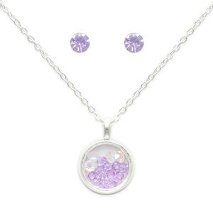 June Mini Birthstone Shaker Necklace & Earring Set