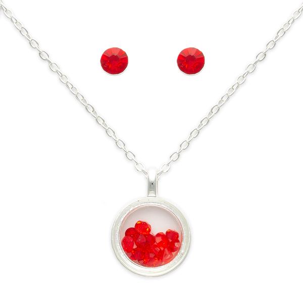July Mini Birthstone Shaker Necklace & Earring Set