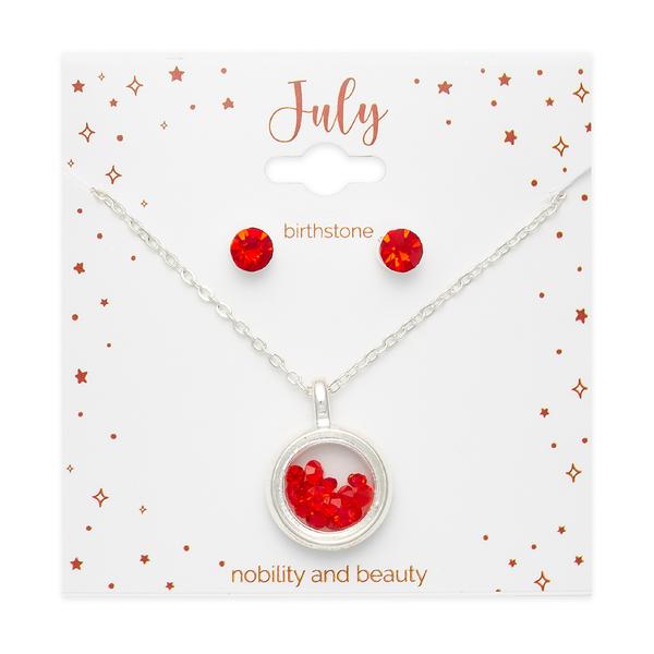July Mini Birthstone Shaker Necklace & Earring Set alternate view