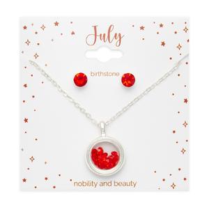 July Mini Birthstone Shaker Necklace & Earring Set alternate view