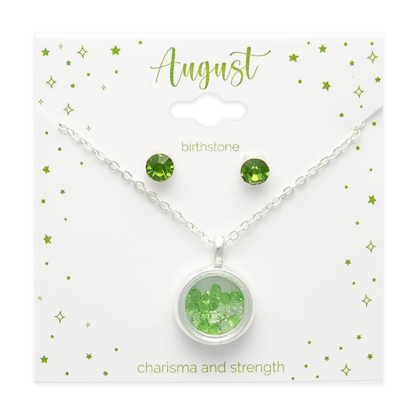August Mini Birthstone Shaker Necklace & Earring Set alternate view