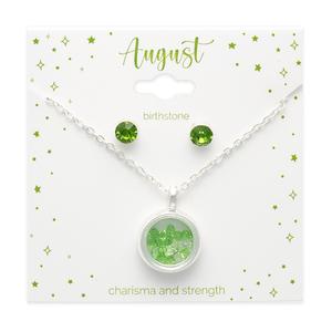 August Mini Birthstone Shaker Necklace & Earring Set alternate view