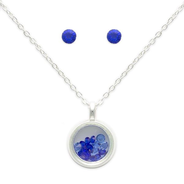 September Mini Birthstone Shaker Necklace & Earring Set