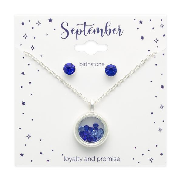 September Mini Birthstone Shaker Necklace & Earring Set alternate view