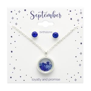 September Mini Birthstone Shaker Necklace & Earring Set alternate view