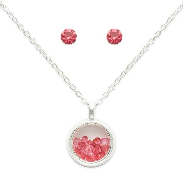 October Mini Birthstone Shaker Necklace & Stud Earring Set