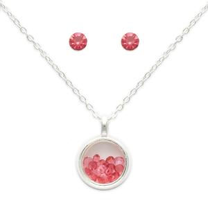 October Mini Birthstone Shaker Necklace & Stud Earring Set