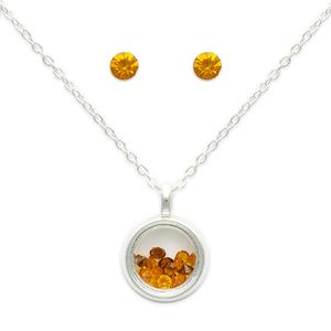 November Mini Birthstone Shaker Necklace & Earring Set
