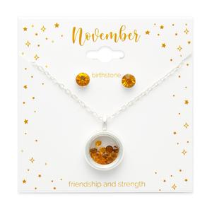 November Mini Birthstone Shaker Necklace & Earring Set alternate view