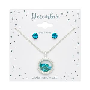 December Birthstone Shaker Necklace & Stud Earrings Set alternate view
