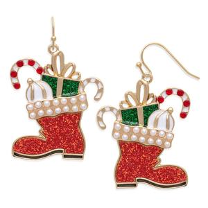 Santa Boot Filled With Presents Earrings