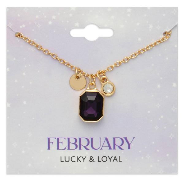 February Birthstone Crystal Charm Pendant Necklace