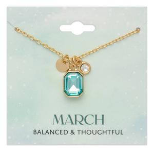 March Birthstone Crystal Charm Pendant Necklace