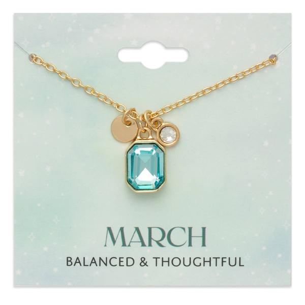 March Birthstone Crystal Charm Pendant Necklace