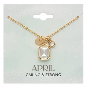 April Birthstone Crystal Charm Pendant Necklace