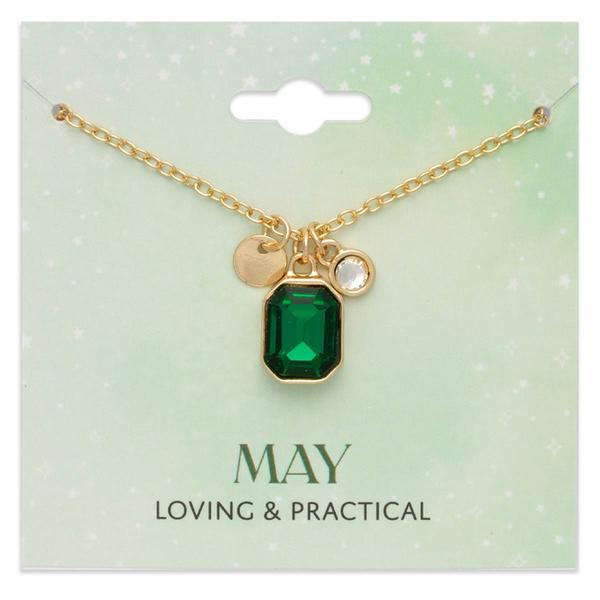 May Birthstone Crystal Charm Pendant Necklace