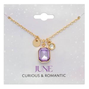 June Birthstone Crystal Charm Pendant Necklace