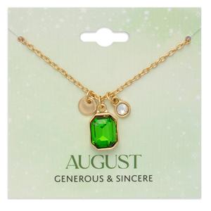 August Birthstone Crystal Charm Necklace